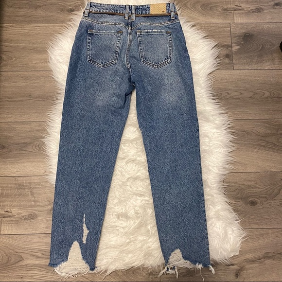 High Waisted Zara Jeans w/ Leather String Belt - Picture 3 of 3